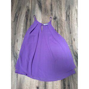 She + Sky Purple Sleeveless Keyhole Halter Top S Silk/Polyester Blend